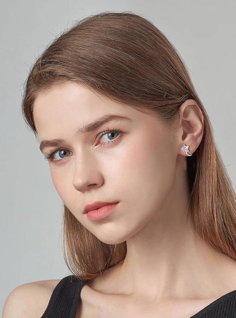 Tornito 10-15 Pairs Clip on Stud Earrings Non Pierced Teardrop Round Square CZ Pearl Twist Knot Flower Butterfly Heart Star Rainbow Cat Opal Clip on Earrings for Women - Image 4